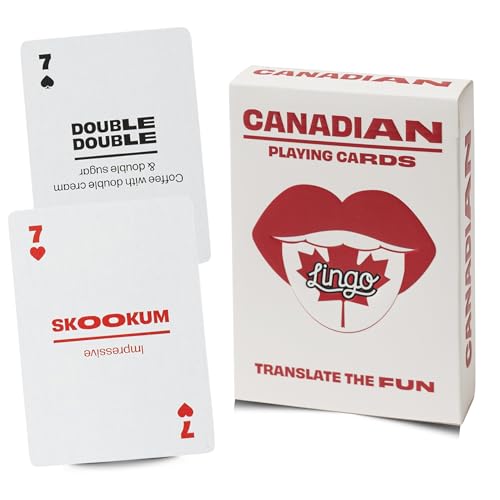 Lingo Canadian Playing Cards | Travel Flashcards | Learn Canadian Slang Vocabulary in A Fun & Easy Way | 52 Essential Translations