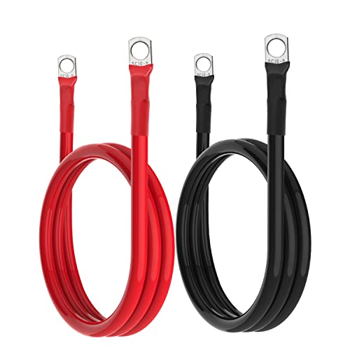 6 Awg Battery Cable 6 Gauge Battery Wires With 5/16 Terminals Power Inverter Cables For Solar Boat Marine Rv Car (3Ft, With 3/8"+5/16" Top Post Set) #TOP6