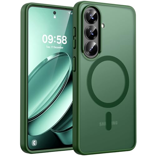 Image of TOCOL for Samsung Galaxy S26 Case, Compatible with Magsafe, Full Camera Protection, Built-in Magnetic Ring, Drop Protection, Translucent Matte Phone Case for S26 6.3 inch (Alpine Green)
