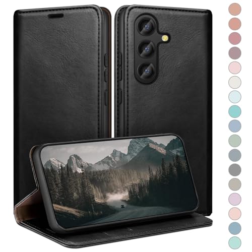 Coque Samsung Galaxy S23 FE 5G étui rabat cuir fentes cartes noir