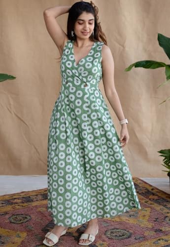 Fabnex Gown For Women | Women Kurta | Women Gown | Women One Piece | Women One Piece Gown | Women Gown One Piece | Women One Piece Gown For Women (K-111) (In, Alpha, L, Regular, Green)