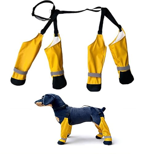 Dog Waterproof Leggings with Boots - Windproof & Anti - Dirty Pet Foot Covers for Small to Large Dogs(M)