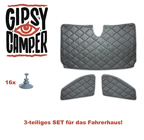 GipsyCamper Thermomatten VW Caddy | ab 2021 | Fahrerhaus | Fensterabdeckung für VW Caddy | Sichtschutz Caddy | Premiumqualität Made in Germany | Thermoisolierung für den Camper (Grau)