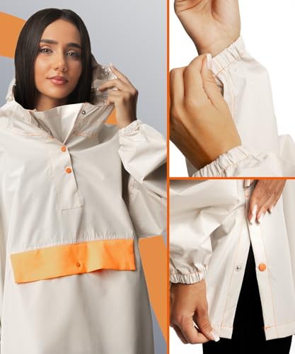 Jubi® Regenponcho Damen Beige – 100% wasserdicht, leicht & atmungsaktiv | Winddichter Damenponcho für Outdoor, Wandern, Camping & Reisen – stylischer Regenschutz für Alltag & Freizeit