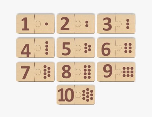 Image of MDF Number Puzzle Cards,Counting Toys,Math Manipulatives,Math Games for Kids,Toddler Puzzles,Matching Games,Preschool Learning Activities (1 to 10)