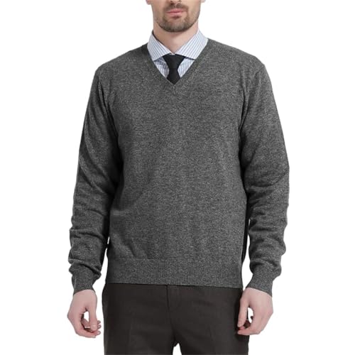 Men’s V-Neck Sweater Wool Pullover Long Sleeve Warm Soft Thick Business Casual Knit Top3