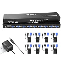 MT-VIKI 8 Port KVM VGA Switch, Rack Mount KVM Switch 8x1, Included 8 VGA KVM Cable+ Wire-Desktop Controller+ Rack Ears