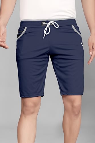 Image of Men's Sports Shorts with Drawstring, Athletic Casual Bermuda Shorts in Multicolor, Zippered Pockets