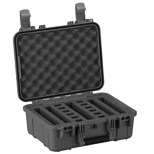 Condition 1 Gun Case for 4 Pistols & 12 Mags – 16" Medium Lockable Hard Case, Waterproof IP67, TSA Approved, Stackable, Pre-Cut Foam, GORE-TEX Air Valve, Gun Metal Gray, Made in USA, Model 179