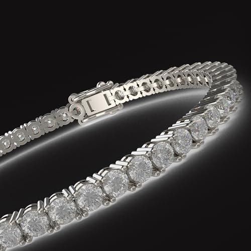 Handmade 3-12ct Lab-Grown Diamond Tennis Bracelet - 14K White/Yellow/Rose Gold & Platinum, 4-Prong, D-VS2/SI1, Free Engraving3