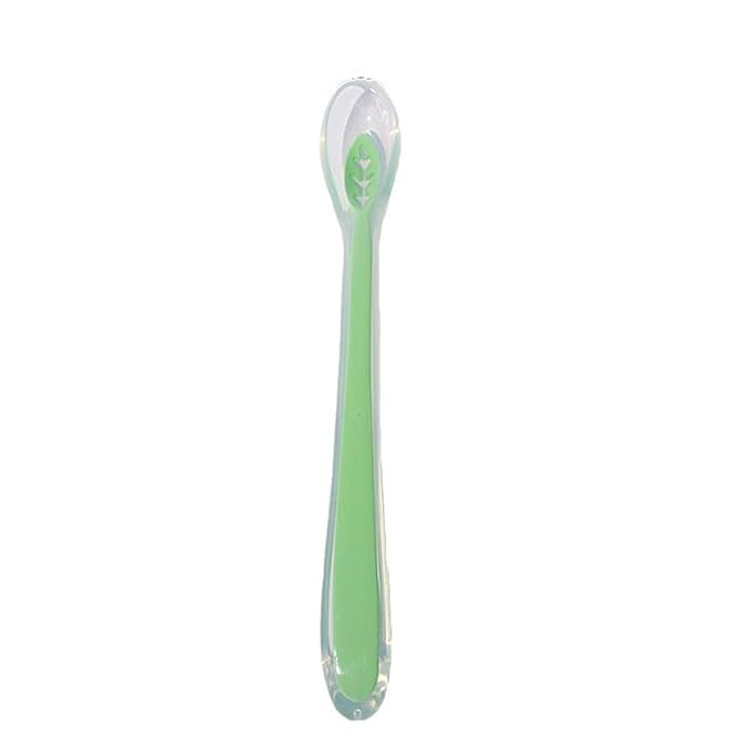 Baby Bucket Baby Spoons Soft Silicone Food Feeding Spoon Baby Weaning Spoon First Stage Self Feeding Training Spoon, BPA-Free [GREEN-2448]