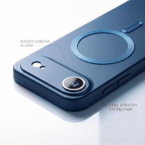 Image of amazon basics Premium Mag-Safe Case for iPhone 17 Air | Shockproof & Anti-Scratch Cover | Soft Silicone with Wireless Charging | Camera Lens Guard - Blue