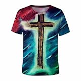 Herren Street Fashion Casual Print Rundhals Kurzarm T-Hülse Hemd Blau Kariert Herren