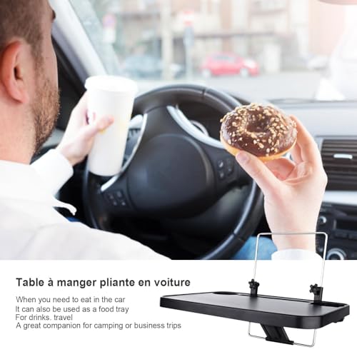 Escritorio de Coche para Volante, Bandeja de Asiento Plegable | Ordenador portátil Multifuncional, Bandeja para Comer y Escribir, Ideal para Trabajar en el Coche, con Soporte para Tazas y tabletas - imagen 5