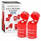 HealthSmart 2 Pack - 4-in-1 Pill Cutter, Crusher & Storage with Drinking Cup, Portable Medication Organizer...