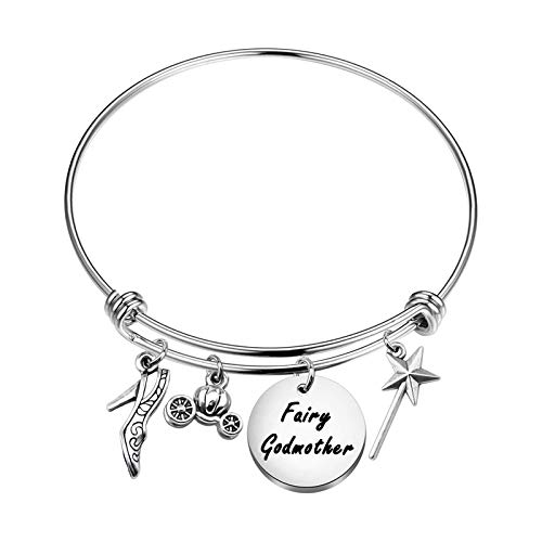 TGBJE Fairy Godmother Bracelet - Godmother Proposal Jewelry Charm Bracelet for Baptism, First Communion, Cross Gift
