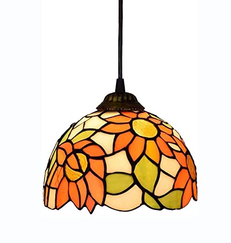 Lustre suspendu rétro style vitrail tournesol 8 pouces aux finitions soignées