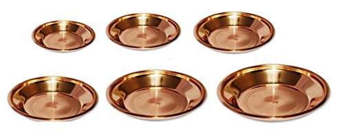 Indiabazaar Pure Copper Pooja Thali Plate Pooja Temple Home Hotel Restaurant Tarbhana 6 Size (Size 9: 38x205x205)
