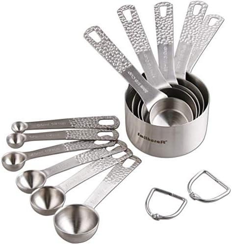 Measuring Cups and Measuring Spoons Set, Stainless Steel Measuring Cups and Spoons Set, 18/8 Steel Measuring Spoons, Metal Measure Cups Spoons, 5 Measuring cups and 6 Measuring Spoons Set