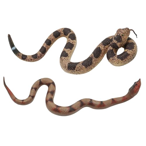 Gelabur 2Pcs Fake Snakes Prank, Soft Rubber Snake Realistic Keep Birds Away, Fake Snakes Toy - Life-Like Snake Figurine for Pranks, Halloween Decorations, and Educational Purposes