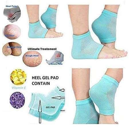 KANAKADHARA Silicone Ankle Gel Socks Half Heel for Dry Hard Cracked Heel Repair Pad, Swelling & Pain Relief, Cushion Support, Foot Care, Ankle Protection, Plantar Fasciitis for Men and Women ( 1 Pair, MULTI COLOR). 1