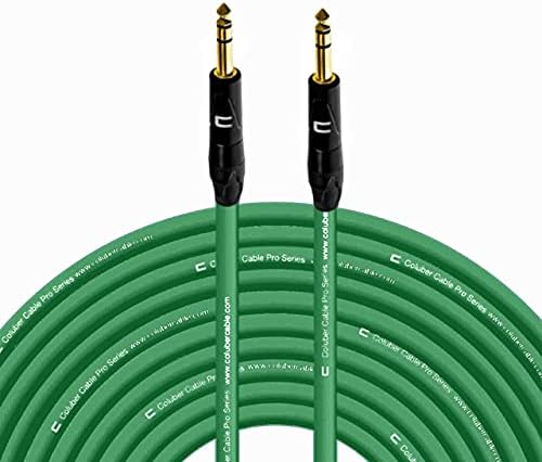 COLUBER CABLE 1/4 TRS Male to 1/4" TRS Male - 150 Feet - Green - 1/4 (6.35mm) Stereo Balanced Male to Male Connector for Powered Speakers, Audio Interface or Mixer for Live Performance & Recording