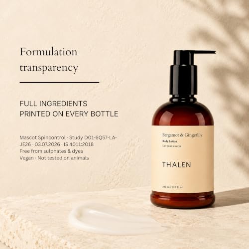 Image of Thalen Bergamot and Gingerlily Body Lotion with Niacinamide, Kakadu Plum & Shea Butter, Daily Moisturiser for All Skin Types, Vegan, 300 ml