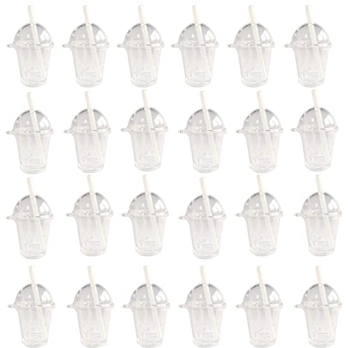 NWFashion 30PCS Plastic Mini Coffee Cups Transparent Mousse Cup Ice Cream Cup Decor Charms Dish (Starw Holes)