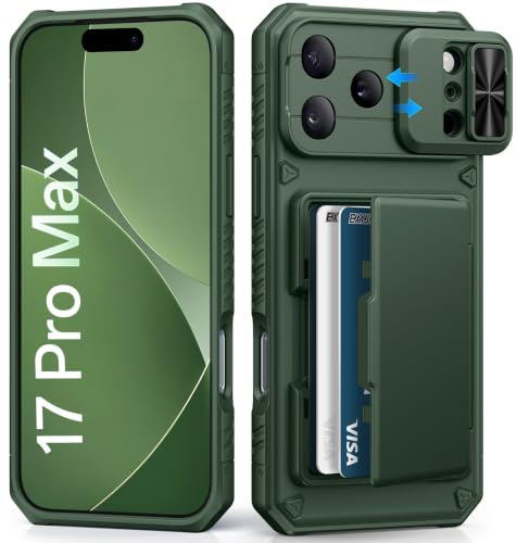 BXYJY for iPhone 17 Pro Max Case Wallet with Dual Camera Cover, Green