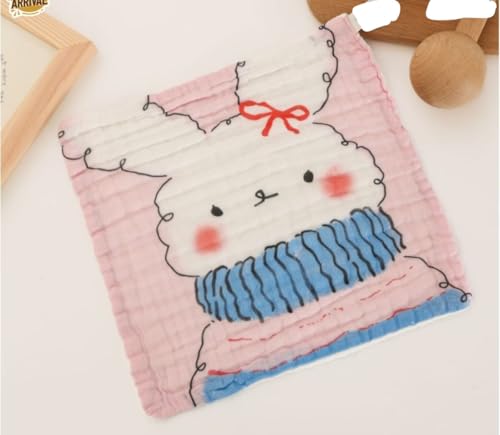 Image of Little Boo Muslin 6 Layer Organic Cotton Face Towel for Newborn Baby, Baby Bath Towel Wipes Extra Soft Hankies Handkerchief for Kids, Reusable Napkins for Toddlers Kids (Pack of 5) -Digital Print