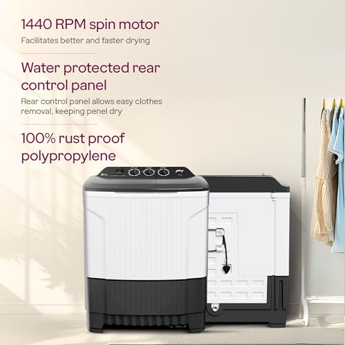 Image of Godrej 7.5 Kg 5 Star, Trio Scrub Pulsator for Powerful scrub and Stain Removal, Toughened Glass Translucent Lid, Semi Automatic Top Load Washing Machine (WS EDGE CLS 75 5.0 PN2 GPGR, Graphite Grey)