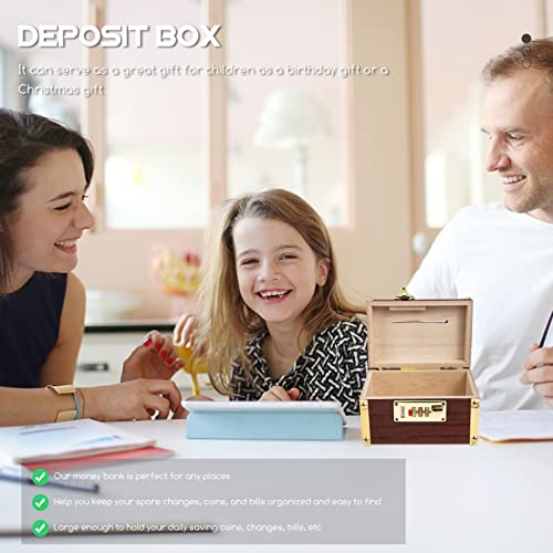 Vintage Wood Treasure Chest With Lock Retro Money Bank Kids Money Box Piggy Bank Memory Hobby Preservation Rustic Decorative Treasure Box Vintage Coin Boxes Treasure Chest For Kids Adults Keepsakes Mo #TOP7