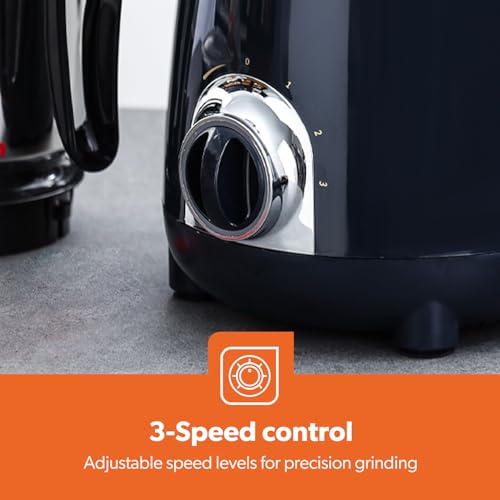 GEEPAS 600W 3-in-1 Mixer Grinder | Stainless Steel Jars, Blades | 3 Speed Control, Perfect for Chutney, Dry & Wet Fine Grinding Mixing Overload Protection Shockproof Body | 2 Yr Warranty, Dark Blue