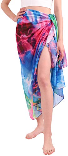 MissShorthair Womens Chiffon Beach Pareos Sarong Sheer Swimsuit Cover Ups Swimwear Bikini Wrap