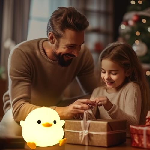 YuanDian Dodo Duck LED Nachtlicht, Veilleuse enfant, Niedliche Silikon-Enten-Lampe für Schlafzimmer, Wohnzimmer - Wiederaufladbar, Touch Sensor Nachttischlampe