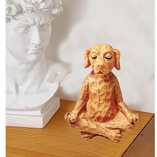 Estatua de perro meditación de resina en pose yoga miniatura 4