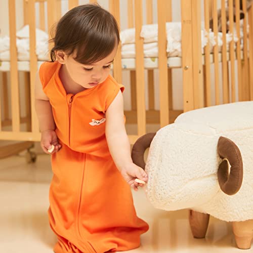 Image of DaysU Baby Sleep Sack 6-12 Months, 100% Cotton, Unisex Wearable Blanket 2-Way Zipper TOG 0.5, Breathable Lightweight Sleeping Bag 2 Pack, Fox, Medium