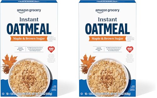 Image of Amazon Grocery, Maple & Brown Sugar Instant Oatmeal, 15.1 Oz, 10 Ct (Pack of 2)