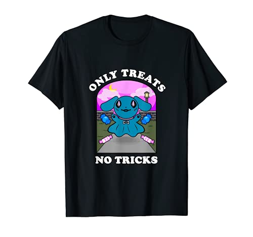 Only Treats No Tricks Cute Chibi Dog Ghost Kawaii Halloween Camiseta
