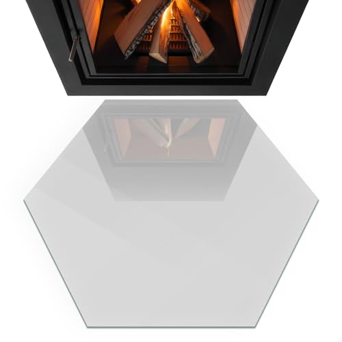 Verre trempé de cheminée rectangulaire gris et base de foyer - 4