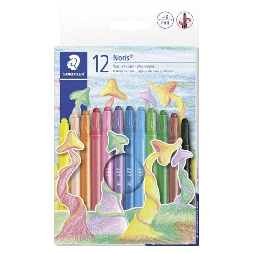 Staedtler Noris Club 221 NWP12, Lápices de cera giratorios, Estuche con 12 ceras de colores surtidos