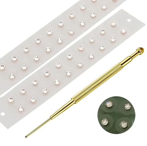 Acupuncture Ear Seeds Press Seeds 400 Pcs Acupressure Ear Beads Ear Counts Acupuncture Acupressure Tools Disposable with Acupuncture Point Chart Probe for Balance & Wellness (Crystal 40pcs)