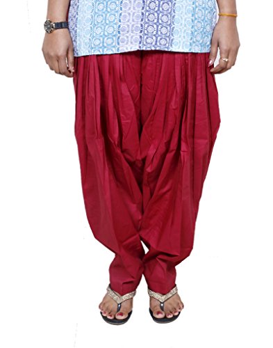 Indistar Women's 100% Cotton Semi-Patiala, Patiala Salwar, Harem Yoga Pilates Pants, Yoga Dress-Maroon-Free Size