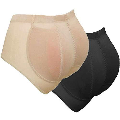 LikeEJay Butt Silicone Big Padded Panties Removable Pads Buttocks Enhancer Push Up Panties (Black, 2XL)