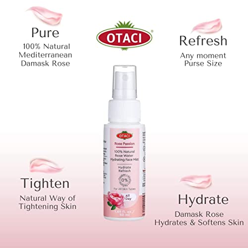Otaci Rose Passion 100% Natural Rose Water Hydrating Face Mist, Spray Rosewater Face Mist Facial Hydrating Natural Skin #TOP2