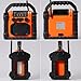 Bingxue Jobsite Radio Bluetooth Speaker, 30W IPX 66 Waterproof FM Clock Radio Portable with LED Lights, Anticollision FM Radios for Constrution Site/Outdoor/Fishing/Party/Camping（Orange）
