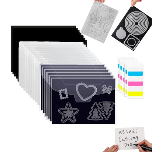 Image of 100Pcs /Set 40 Magnetic Sheets for Dies Storage Stamp and 40Die Storage Pockets Die Cut Storage Multi-function Magnetic Storage Cards set with 20Label Stickers Card Making Supplies(Thickness: 0.7mm)