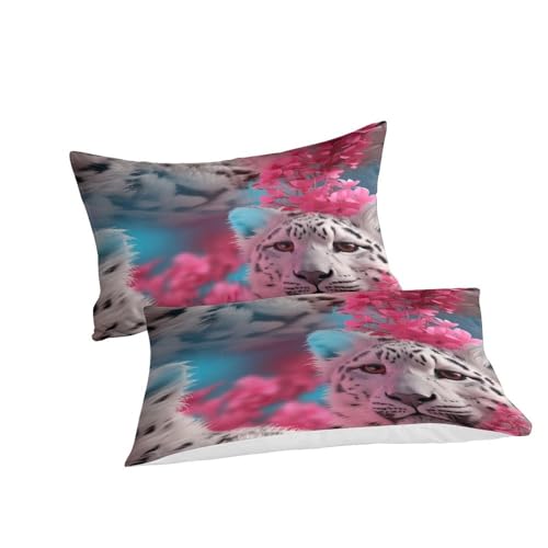 Parure de lit léopard 3 pièces microfibre anti-plis king rose IOFEER - 6