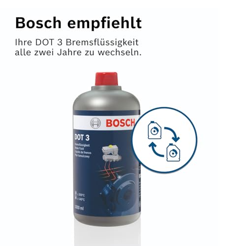Bosch Bremsflüssigkeit DOT 3, 1 L - für Fahrzeuge vor Baujahr 2000 - nicht für ABS und ESP Bremsen empfohlen