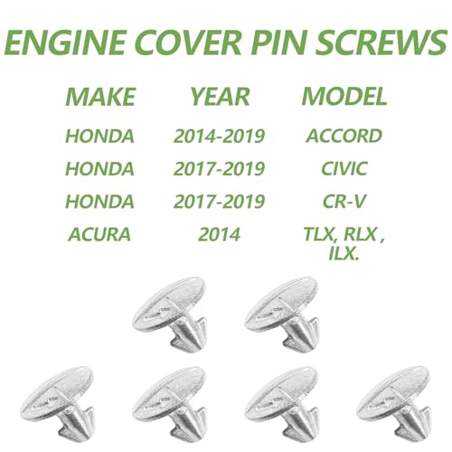 Image of Lower Engine Cover Pin, Radiator Engine Access Cover Pin and Lower Cover Bolts, Replace 90674-TY2-A01, 90105-TBA-A00, Splash Shield Hardware Compatible with Honda, CR-V, Accord, CivicAcura